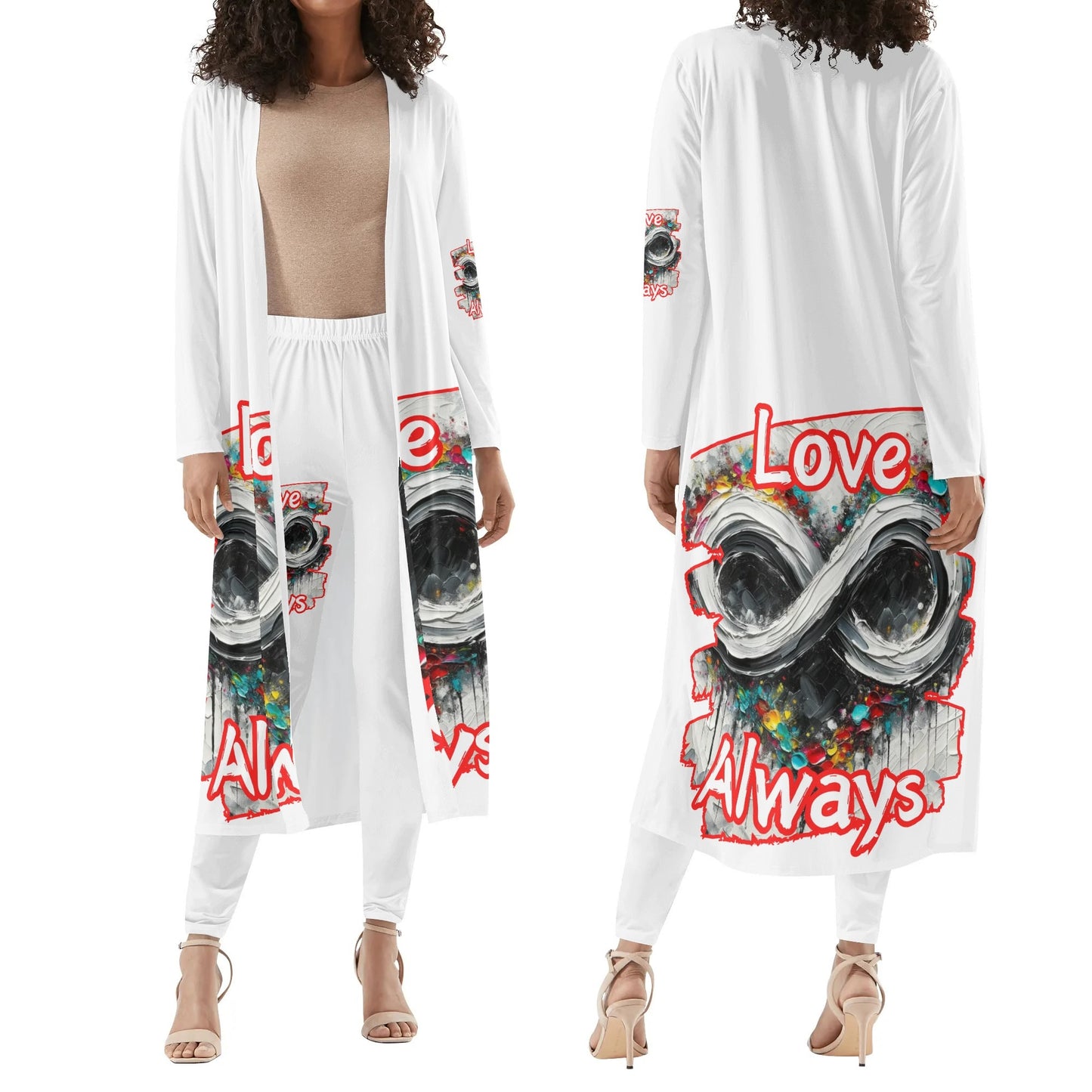 Long Sleeve Cardigan and Leggings Set "Love Always"