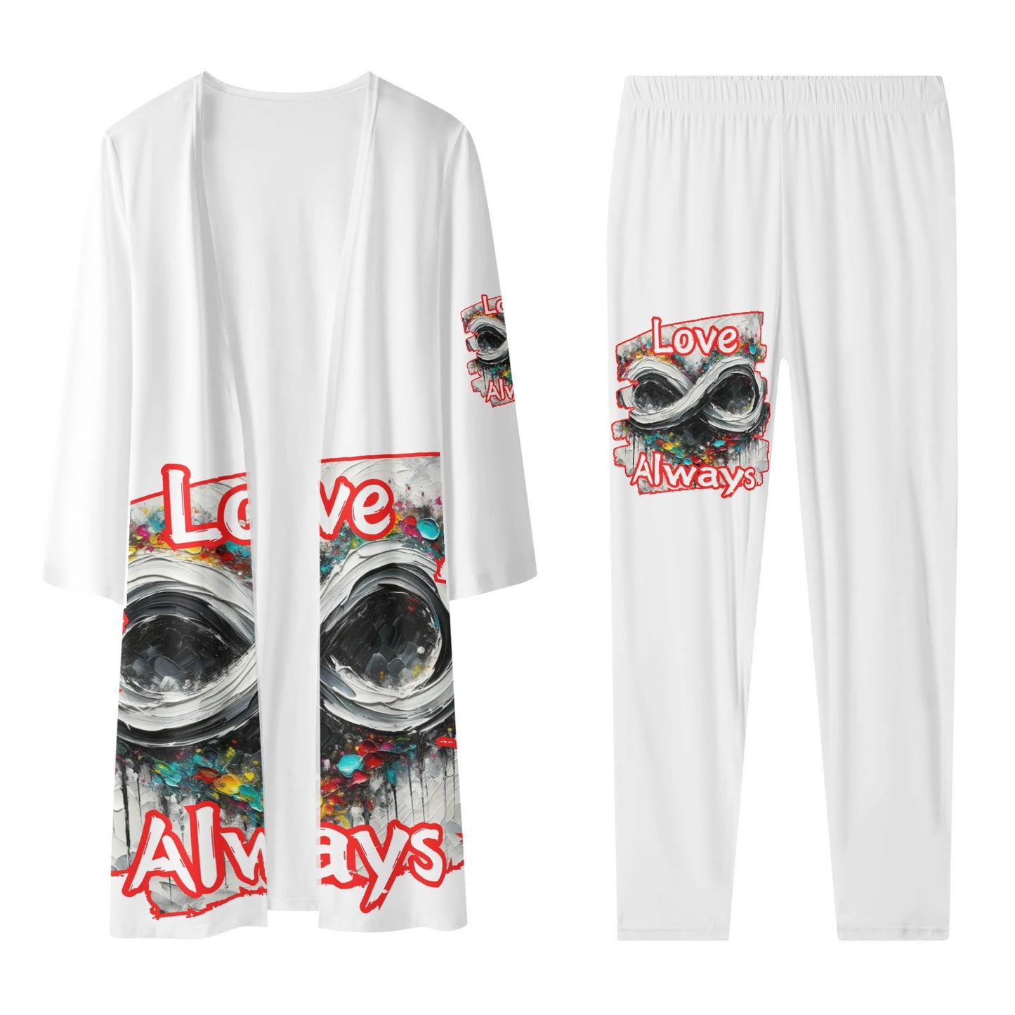 Long Sleeve Cardigan and Leggings Set "Love Always"