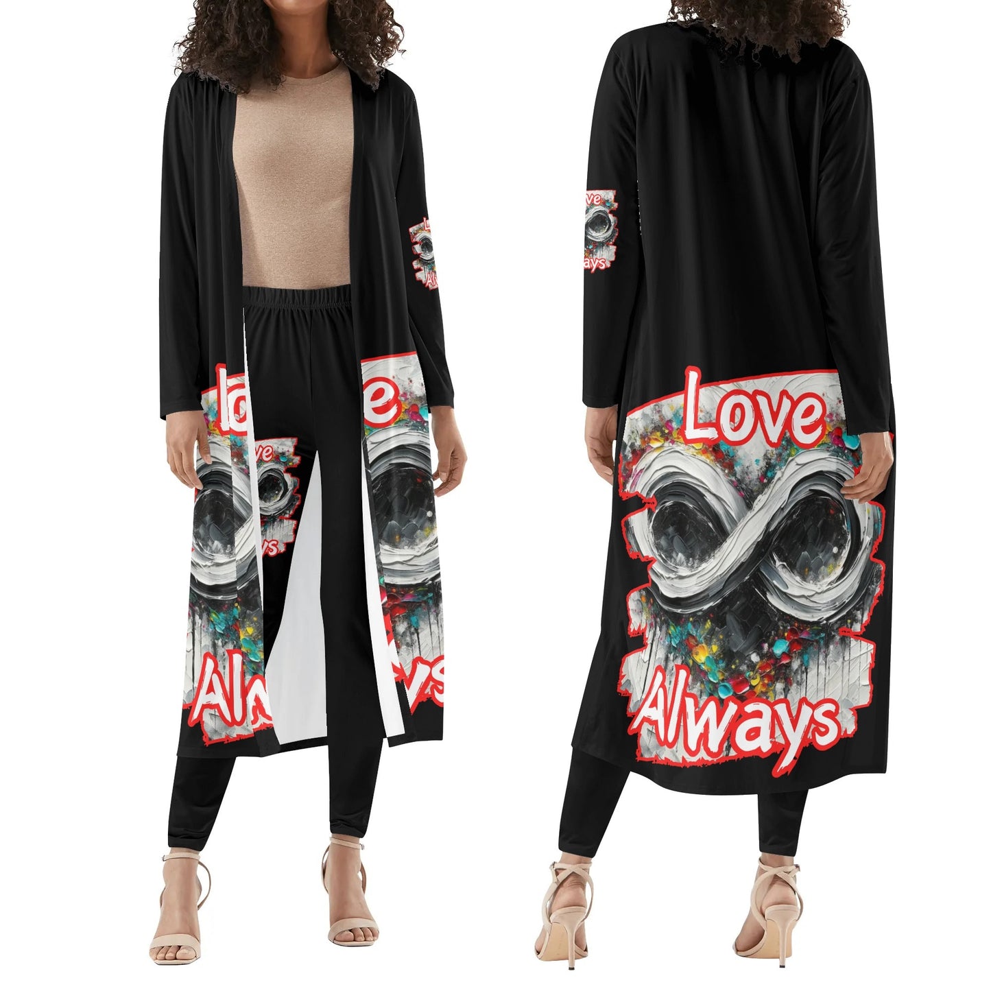 Long Sleeve Cardigan and Leggings Set "Love Always"