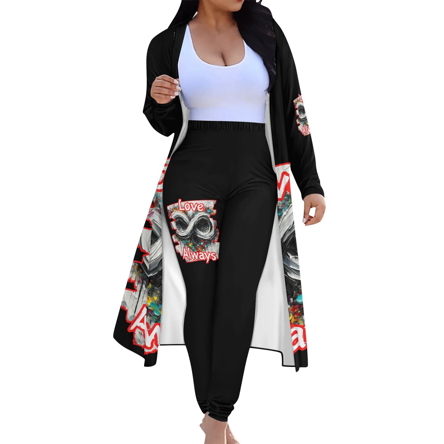 Long Sleeve Cardigan and Leggings Set "Love Always"