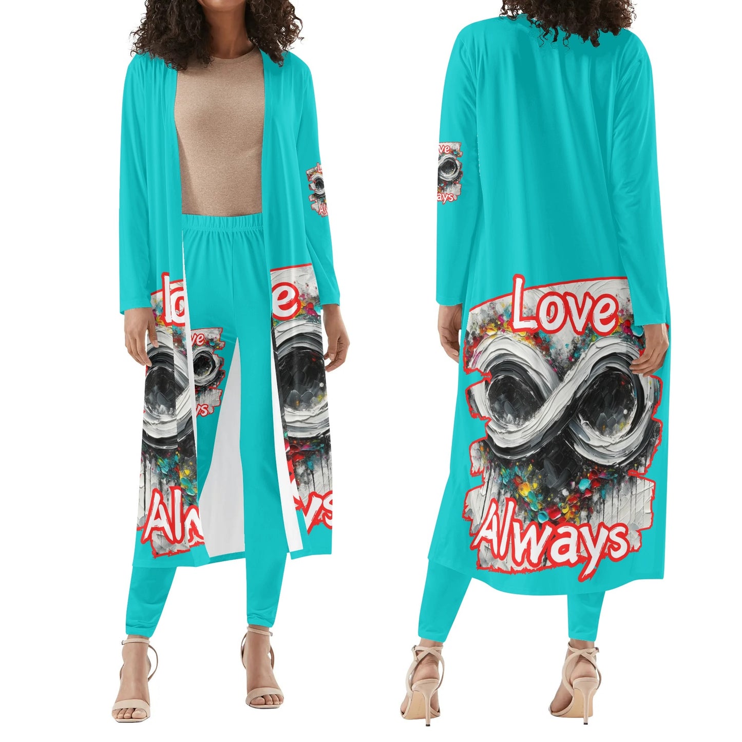 Long Sleeve Cardigan and Leggings Set "Love Always"