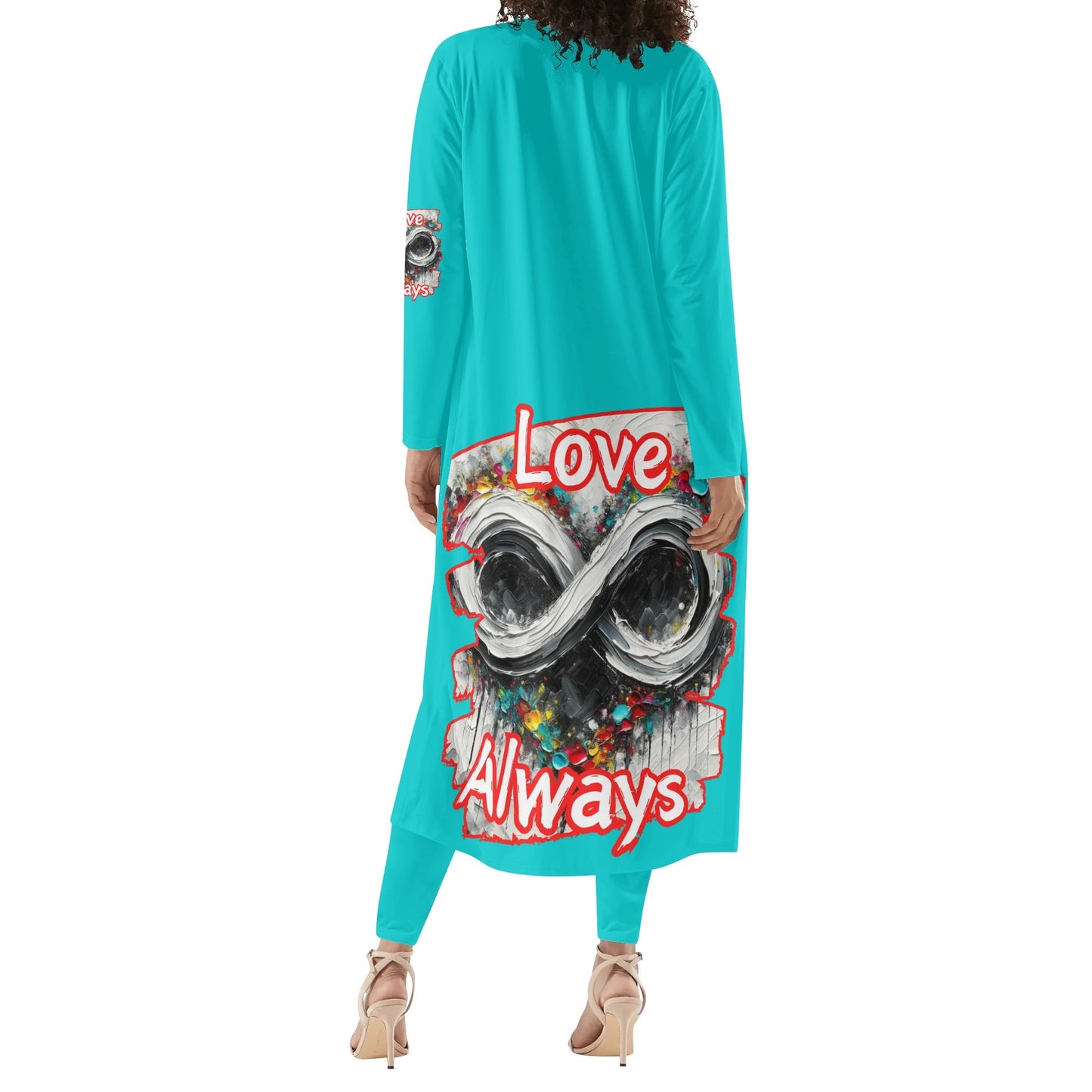 Long Sleeve Cardigan and Leggings Set "Love Always"