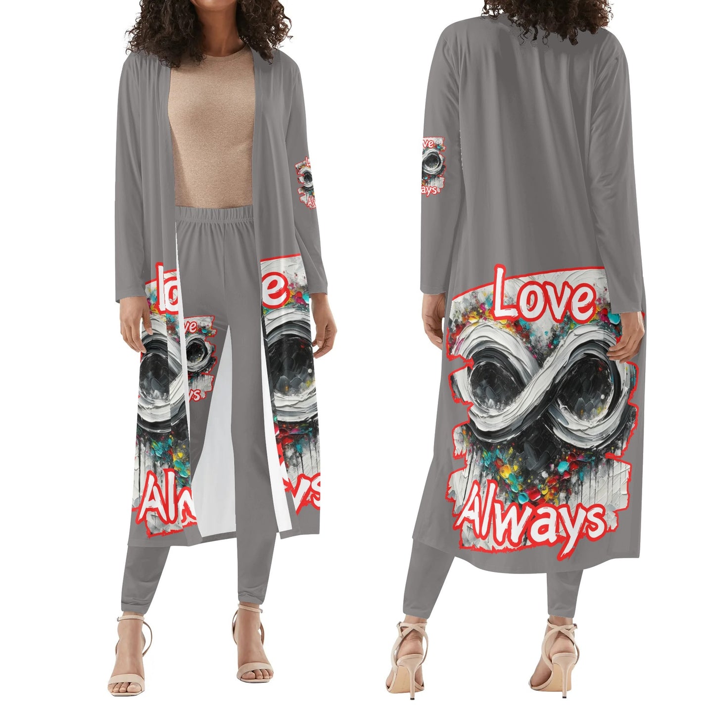 Long Sleeve Cardigan and Leggings Set "Love Always"