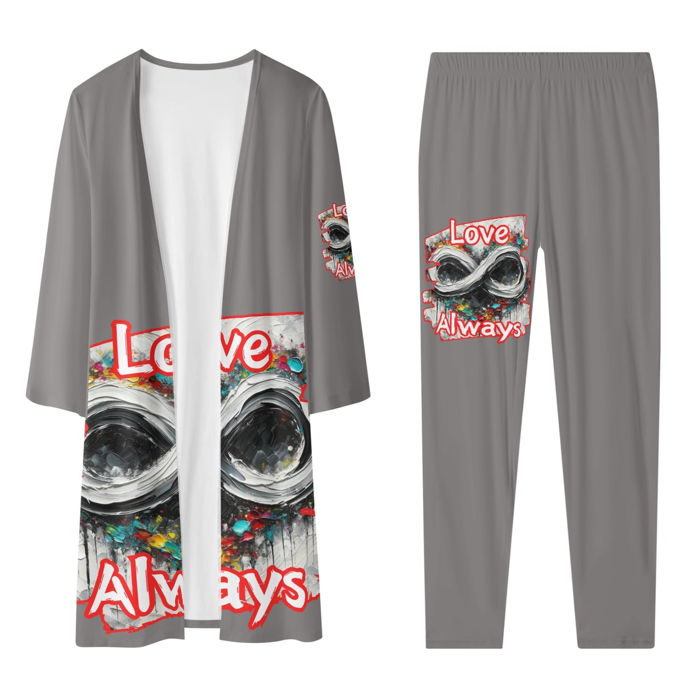 Long Sleeve Cardigan and Leggings Set "Love Always"