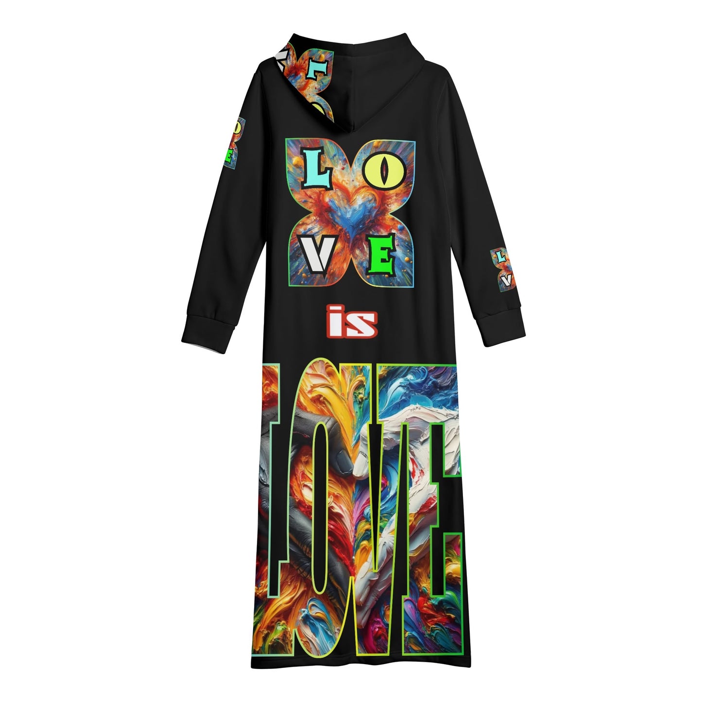 Casual Lightweight Long Hoodie Dress "Love is Love"