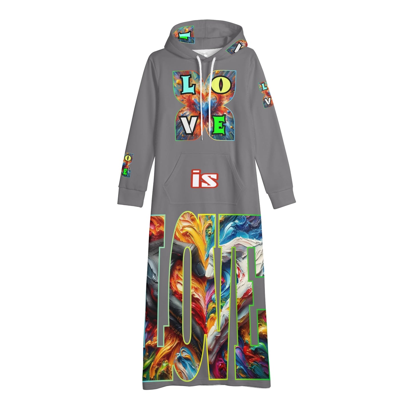 Casual Lightweight Long Hoodie Dress "Love is Love"