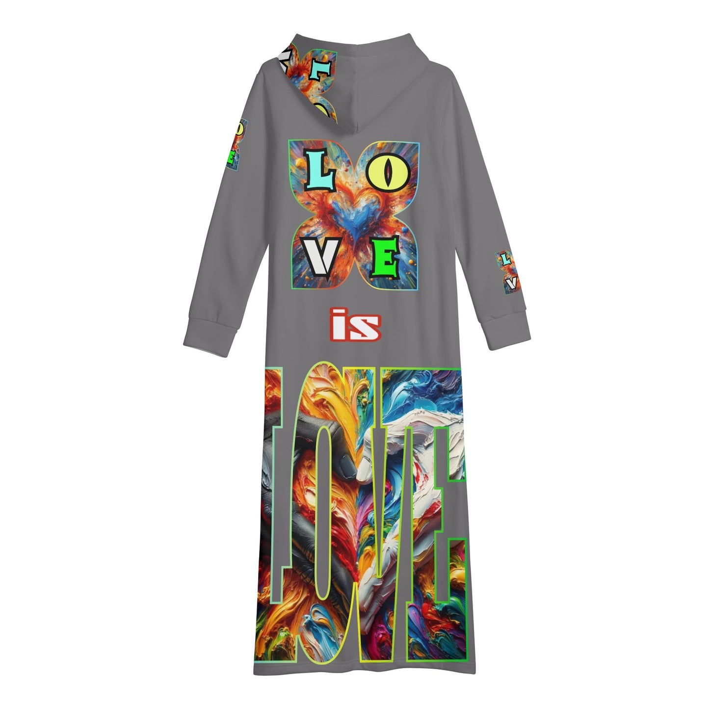 Casual Lightweight Long Hoodie Dress "Love is Love"