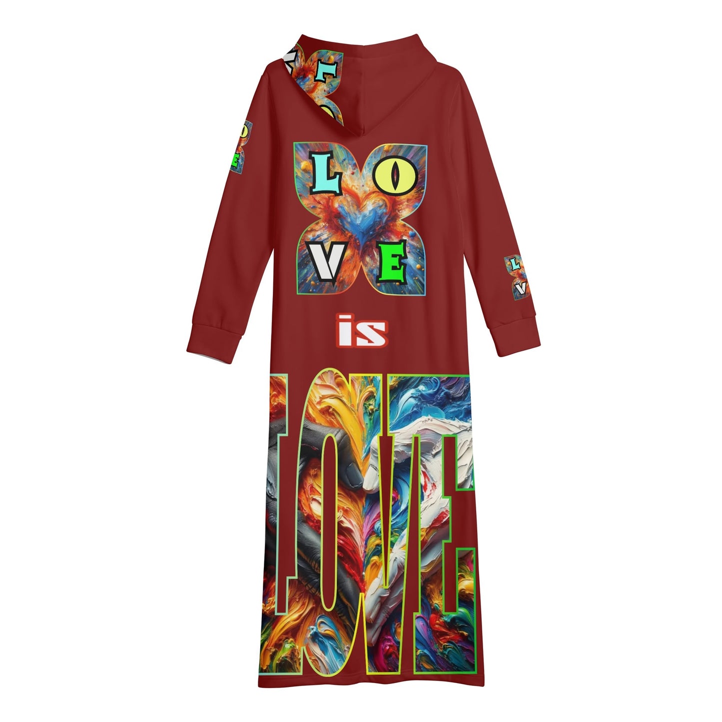 Casual Lightweight Long Hoodie Dress "Love is Love"