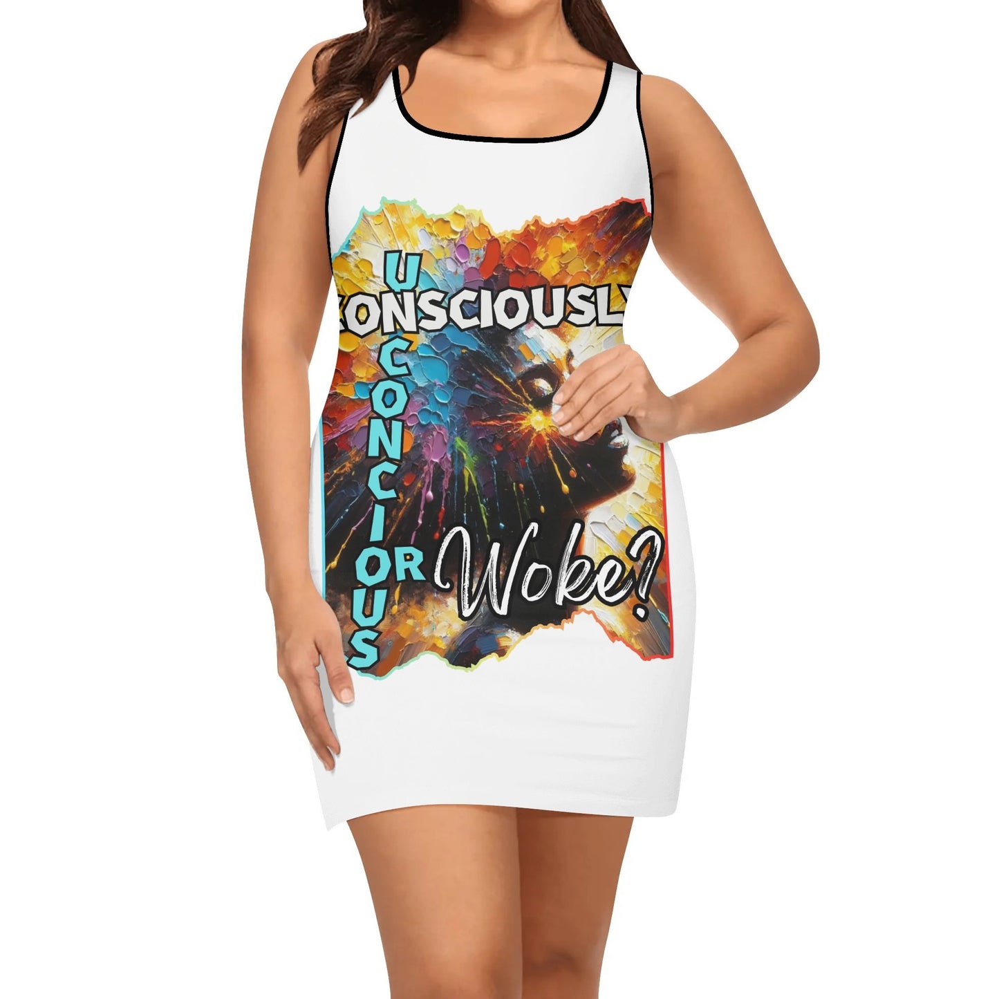 Elegant Sleeveless Vest Dress "Consciously Unconscious or Woke?"