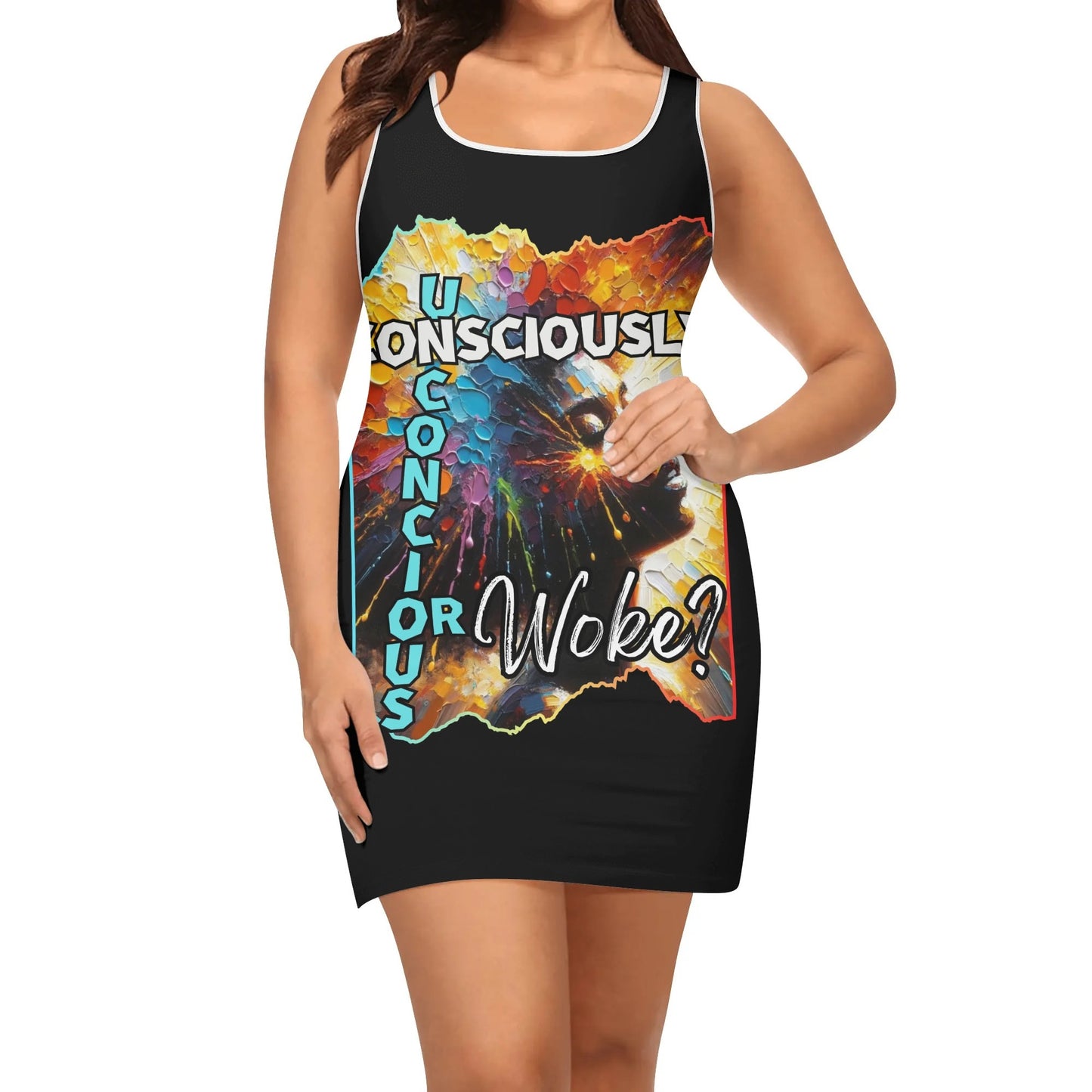 Elegant Sleeveless Vest Dress "Consciously Unconscious or Woke?"