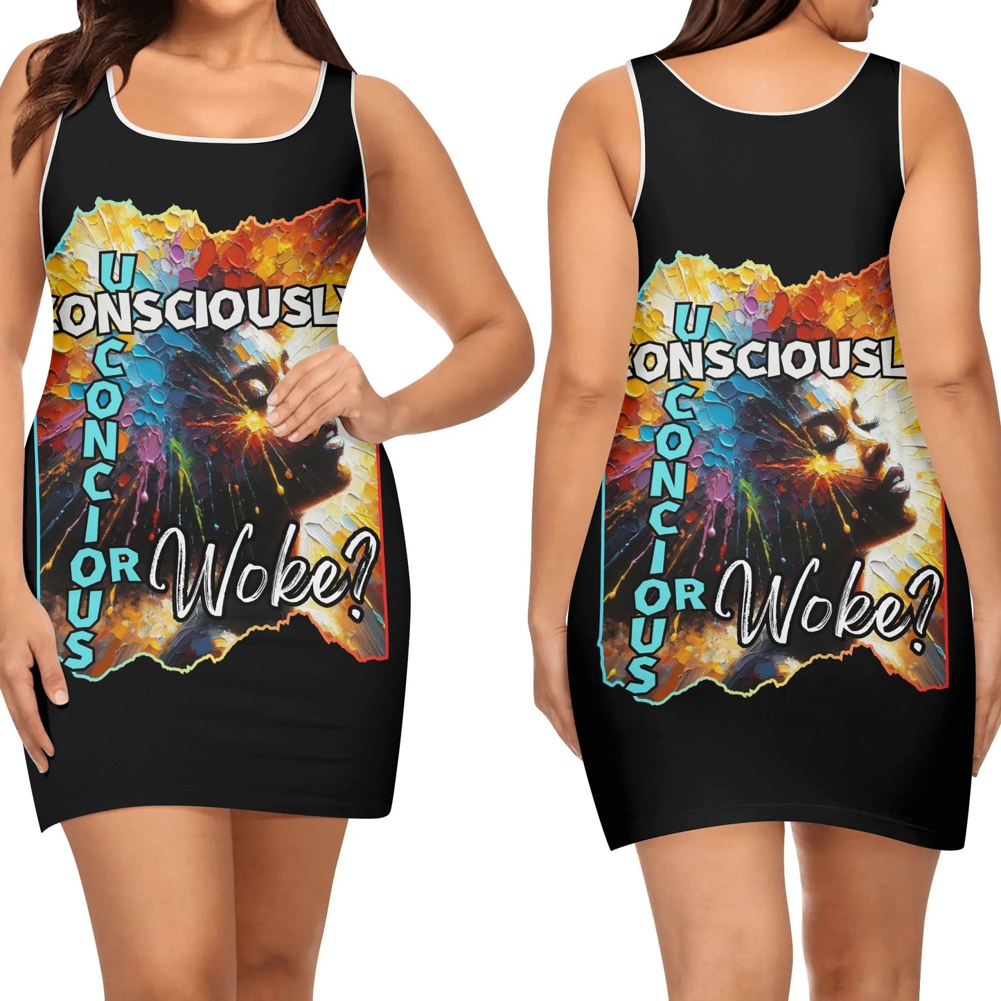 Elegant Sleeveless Vest Dress "Consciously Unconscious or Woke?"