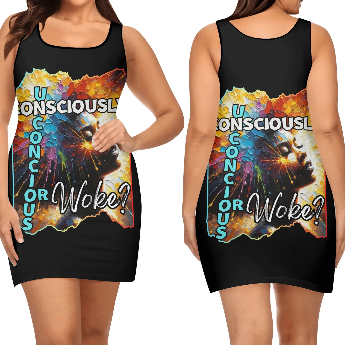 Elegant Sleeveless Vest Dress "Consciously Unconscious or Woke?"