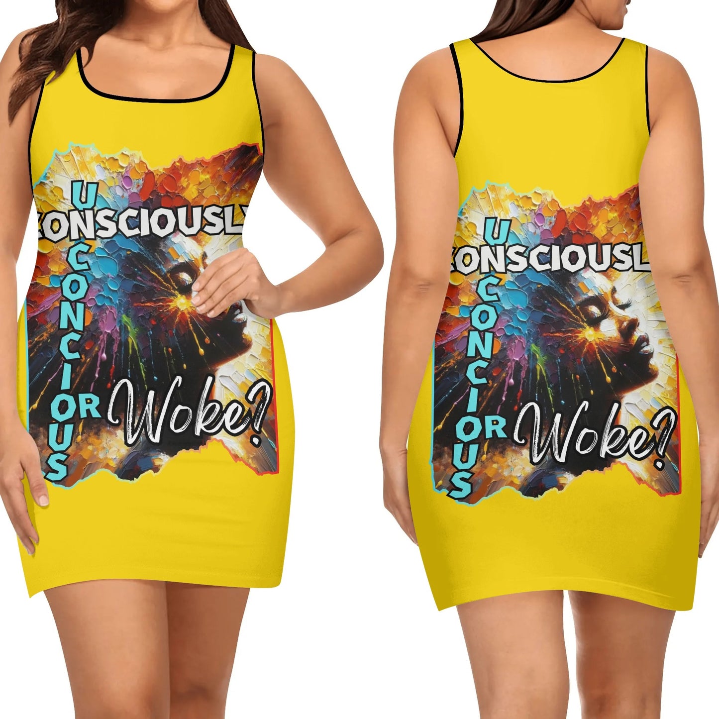 Elegant Sleeveless Vest Dress "Consciously Unconscious or Woke?"