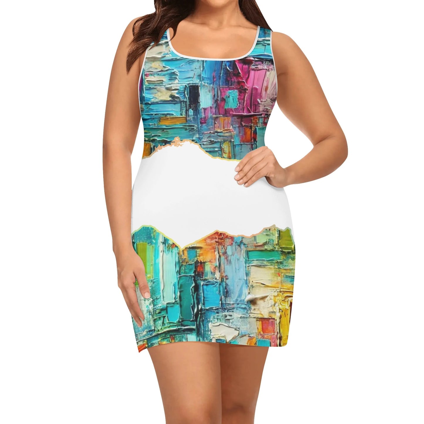 Elegant Sleeveless Vest Dress "Abstract"