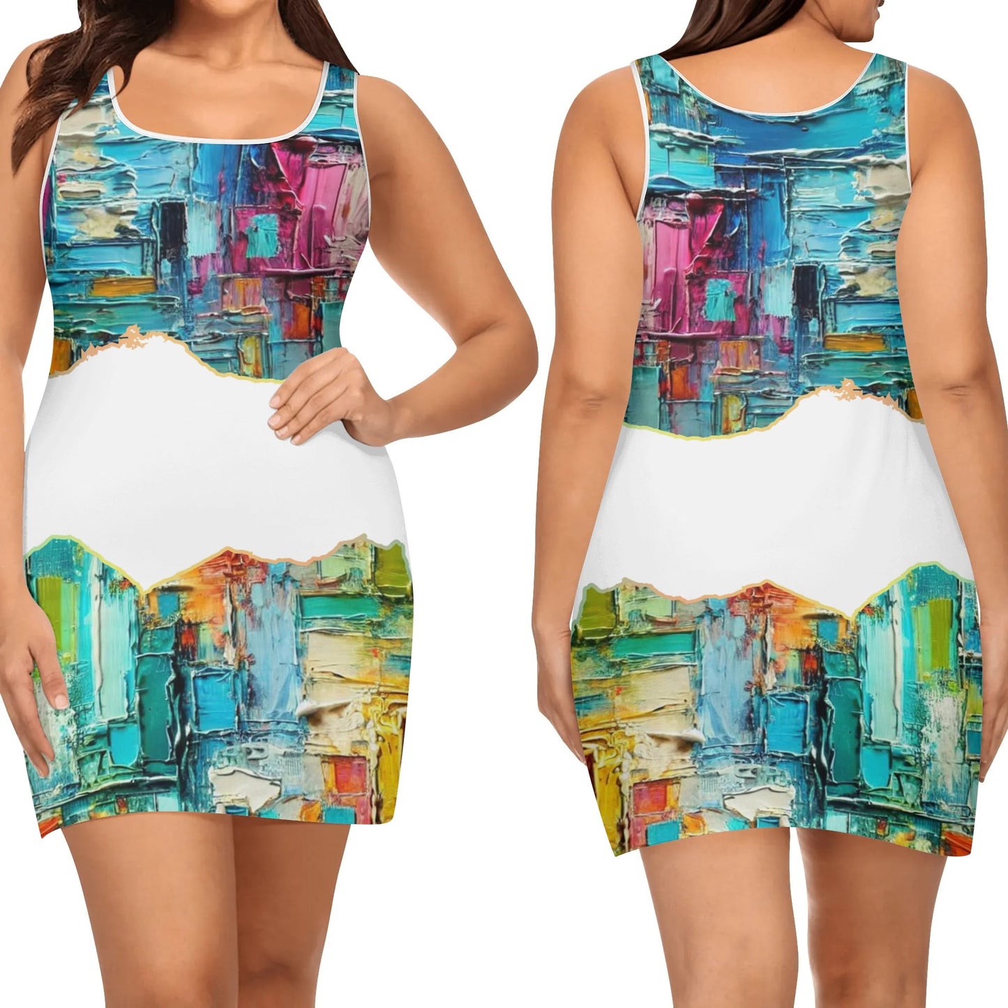 Elegant Sleeveless Vest Dress "Abstract"