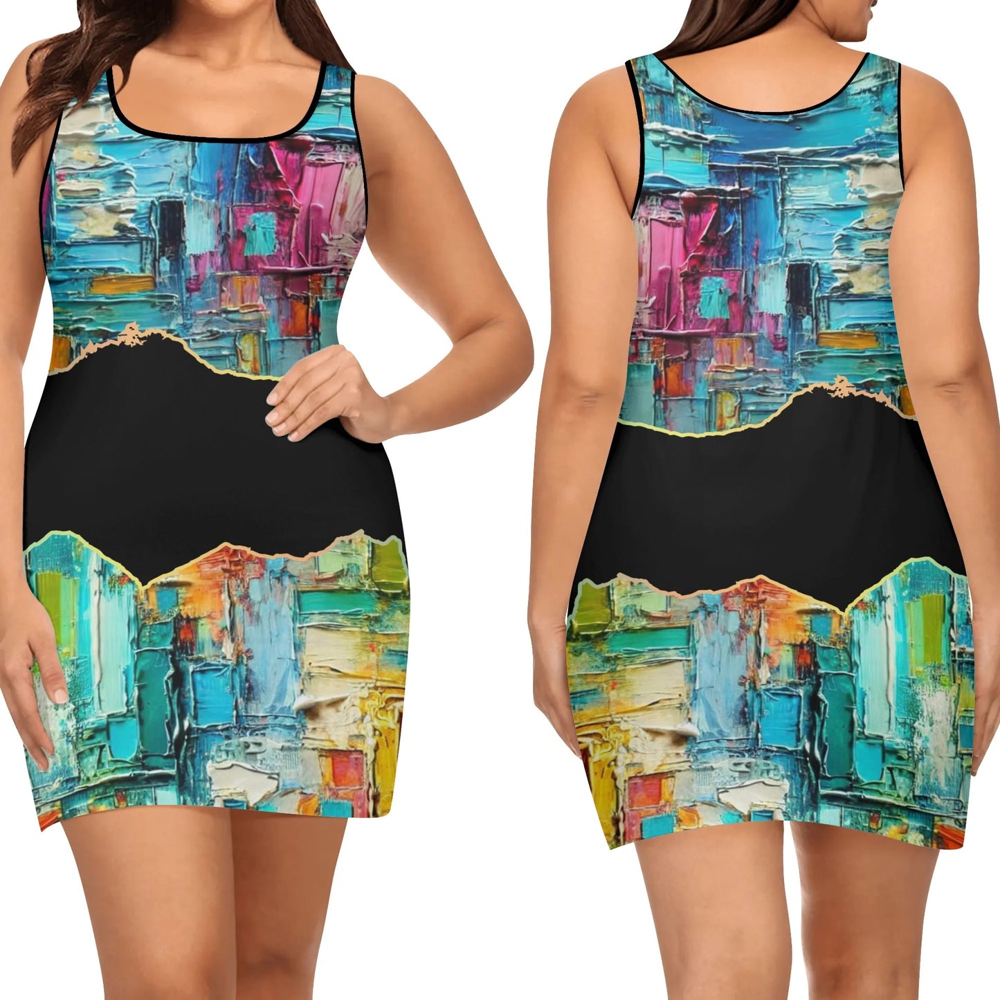 Elegant Sleeveless Vest Dress "Abstract"