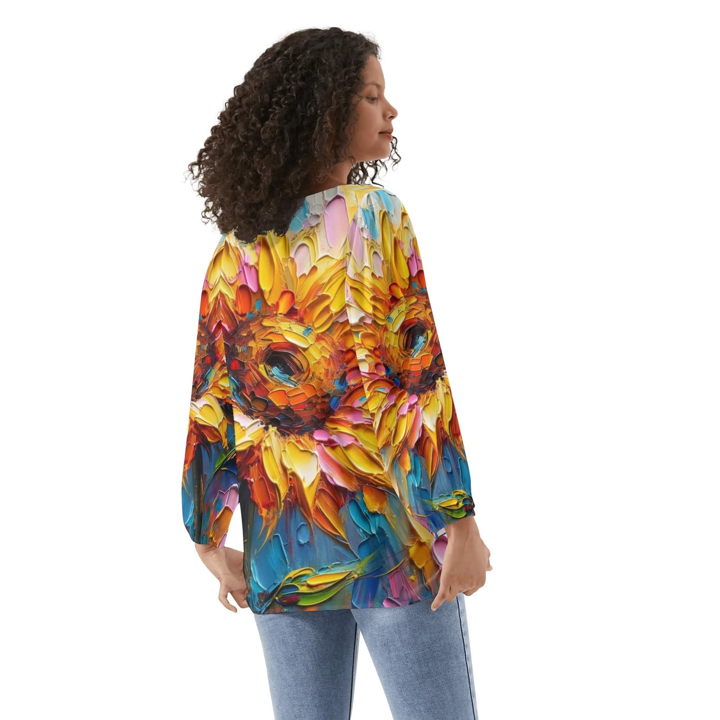 Long-Sleeve Chiffon Blouse "All Over Summer Prints"