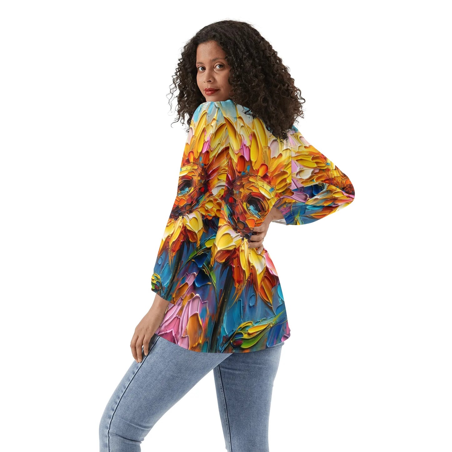 Long-Sleeve Chiffon Blouse "All Over Summer Prints"