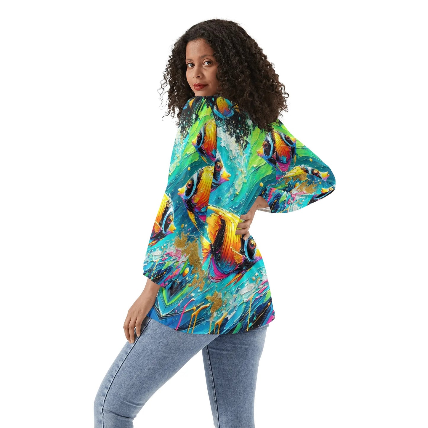 Long-Sleeve Chiffon Blouse "All Over Summer Prints"