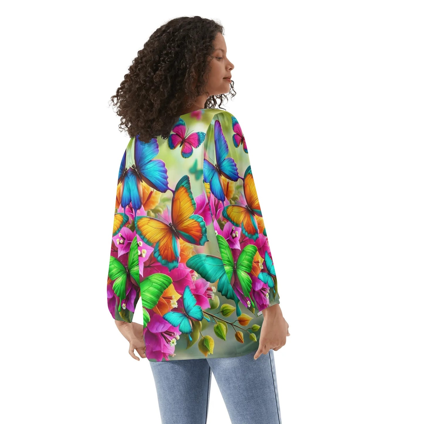 Long-Sleeve Chiffon Blouse "All Over Summer Prints"