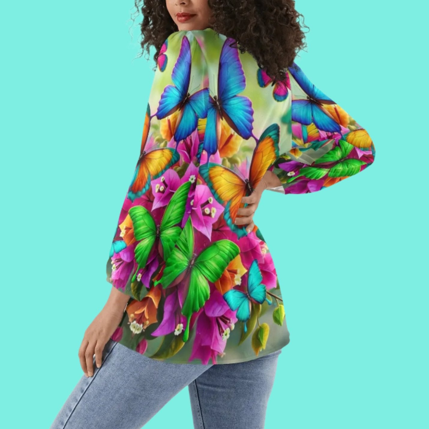 Long-Sleeve Chiffon Blouse "All Over Summer Prints"