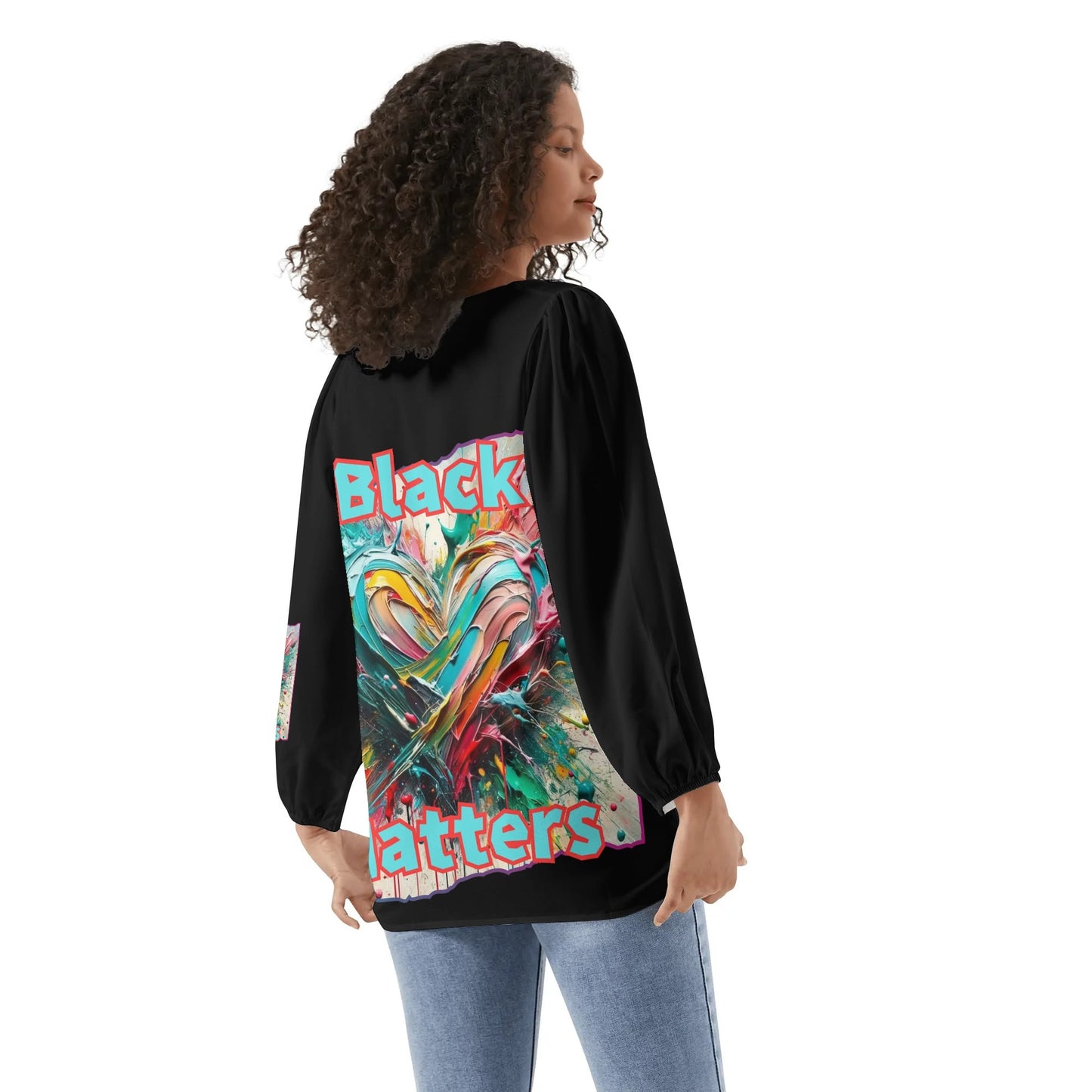 Long-Sleeve Chiffon Blouse "Black Love Matters"