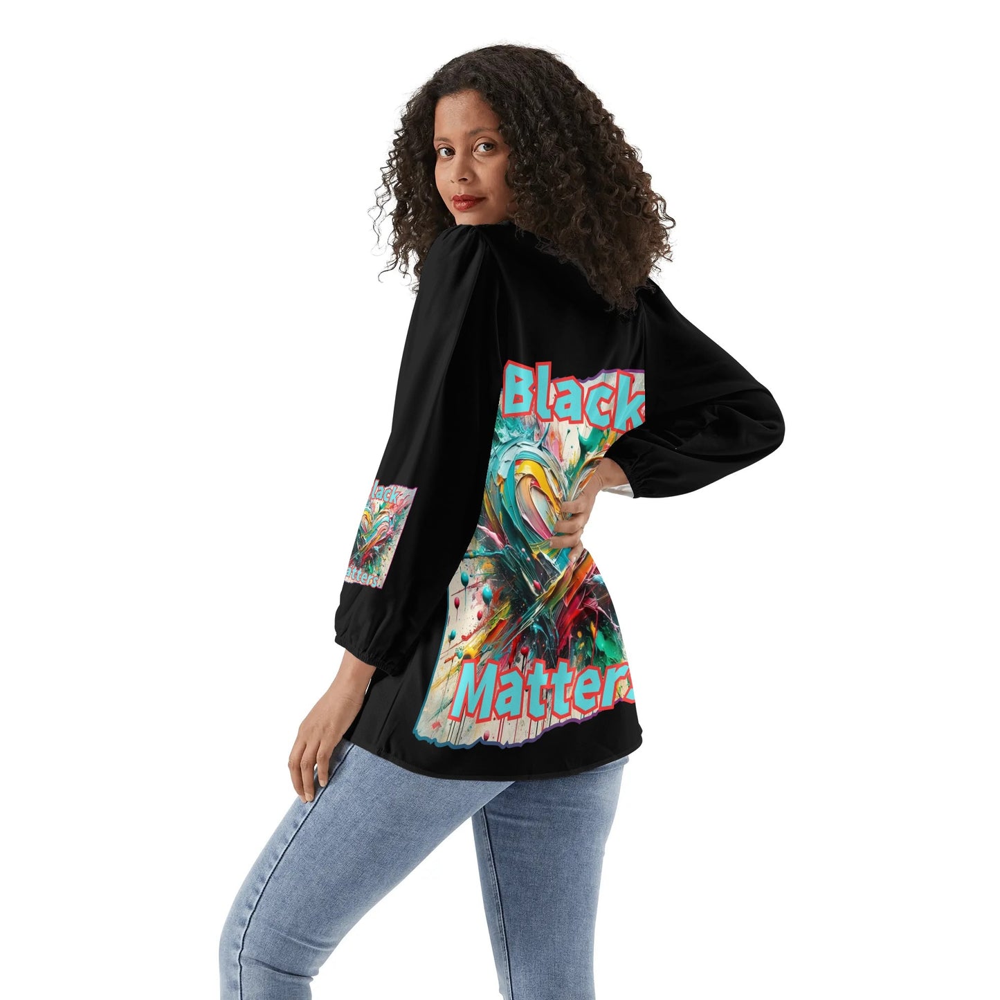 Long-Sleeve Chiffon Blouse "Black Love Matters"