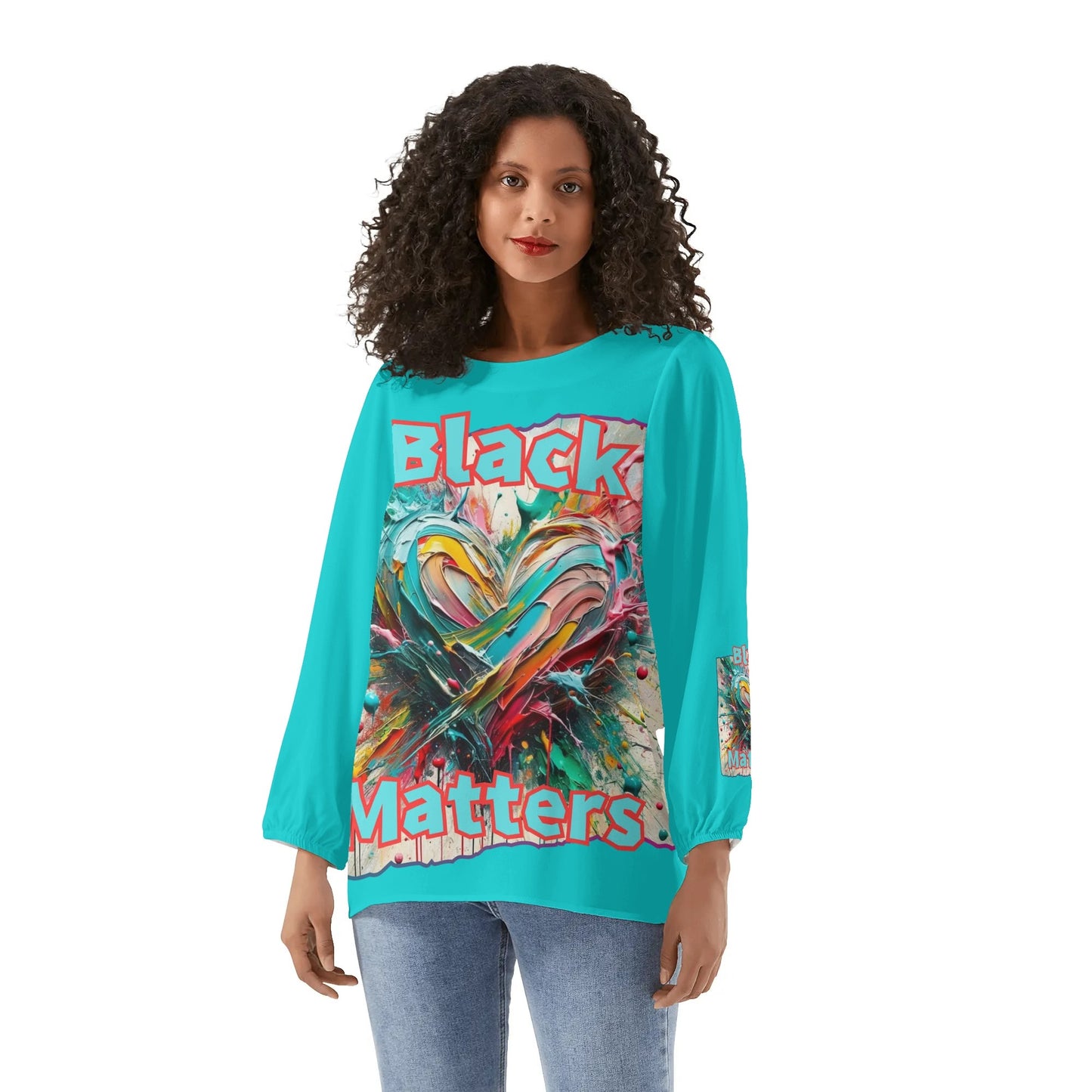 Long-Sleeve Chiffon Blouse "Black Love Matters"