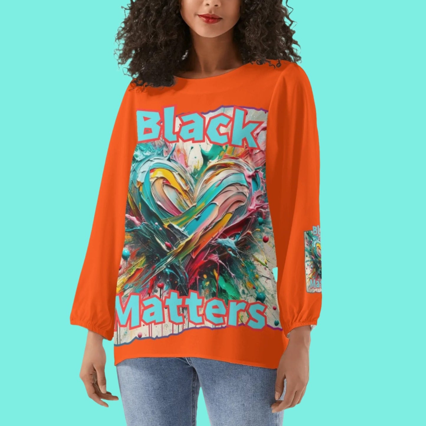 Long-Sleeve Chiffon Blouse "Black Love Matters"