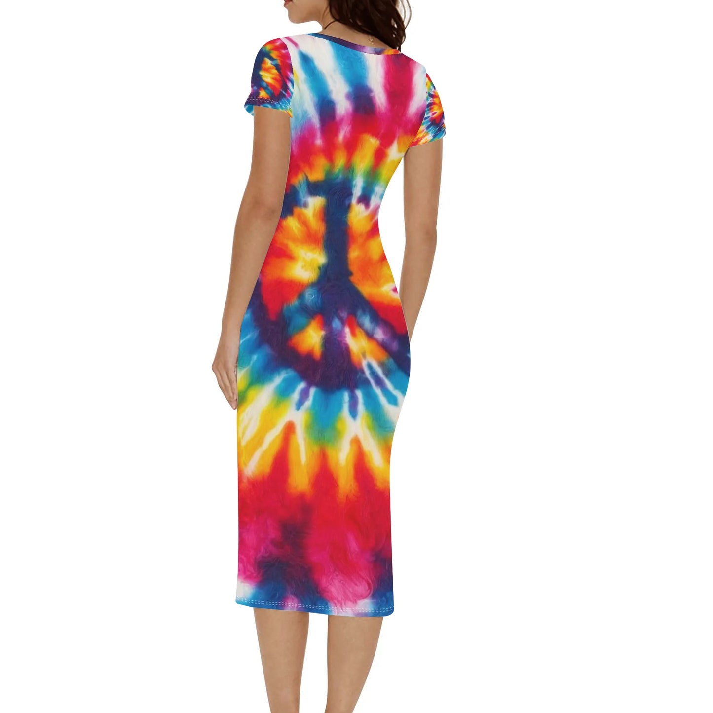 Short Sleeve 'All Over Print' Fitted Long T-Shirt Dress