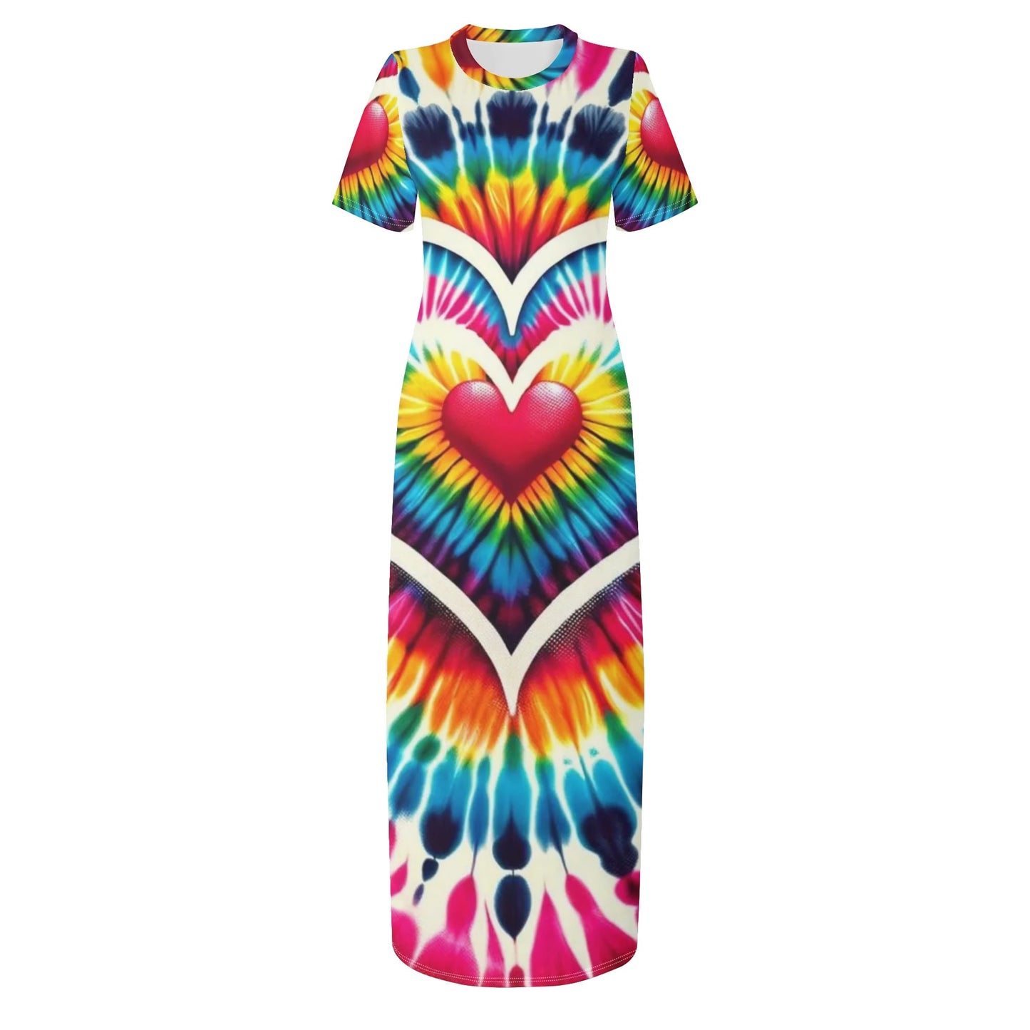 Short Sleeve 'All Over Print' Fitted Long T-Shirt Dress