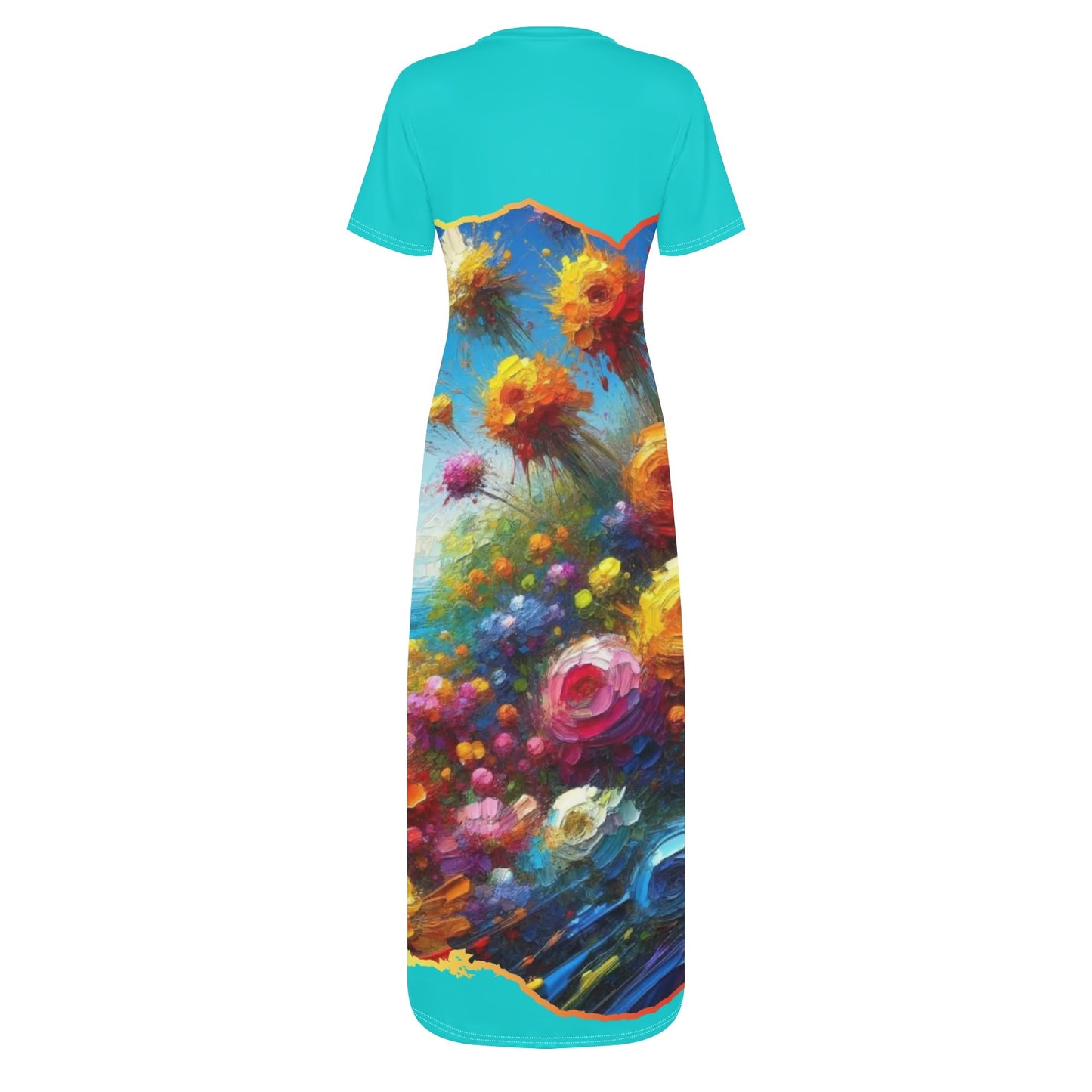 Short Sleeve 'All Over Print' Fitted Long T-Shirt Dress