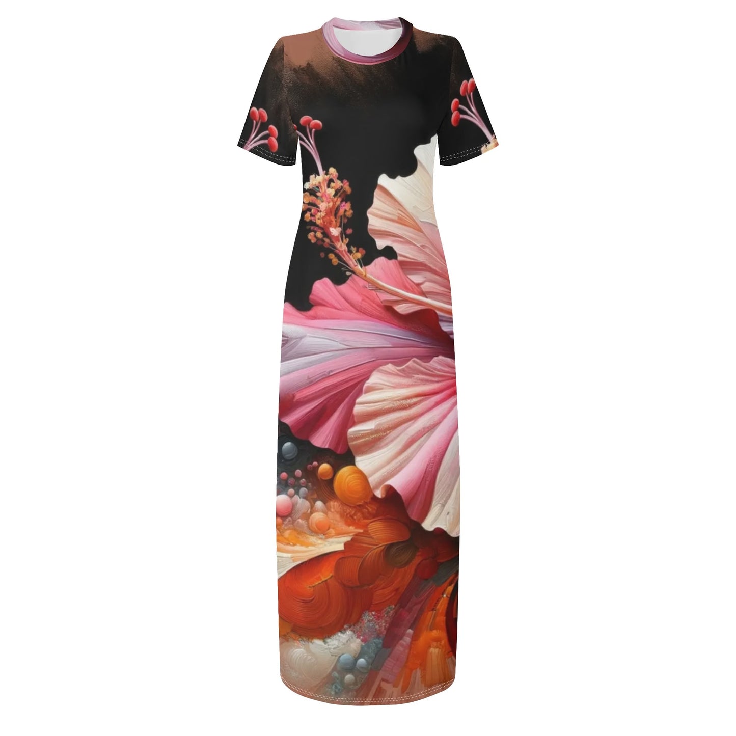 Short Sleeve 'All Over Print' Fitted Long T-Shirt Dress