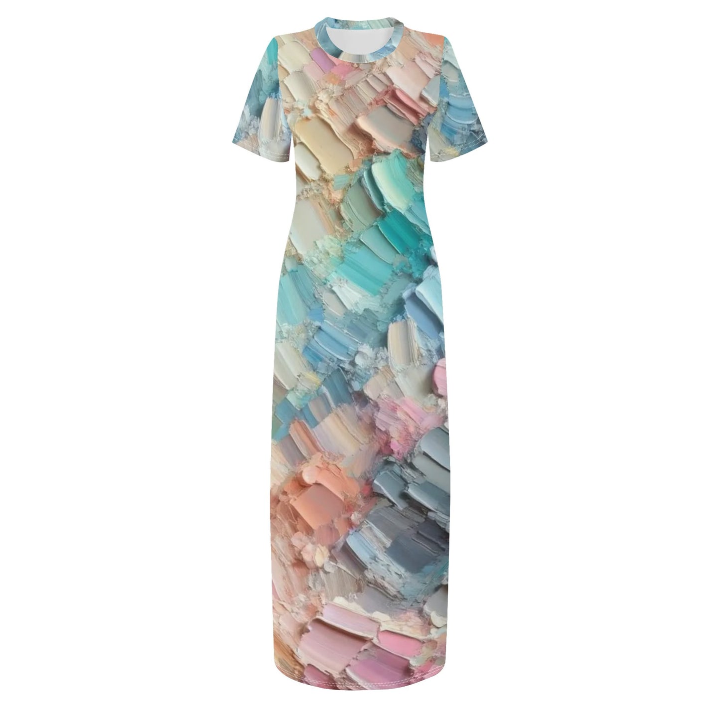 Short Sleeve 'All Over Print' Fitted Long T-Shirt Dress