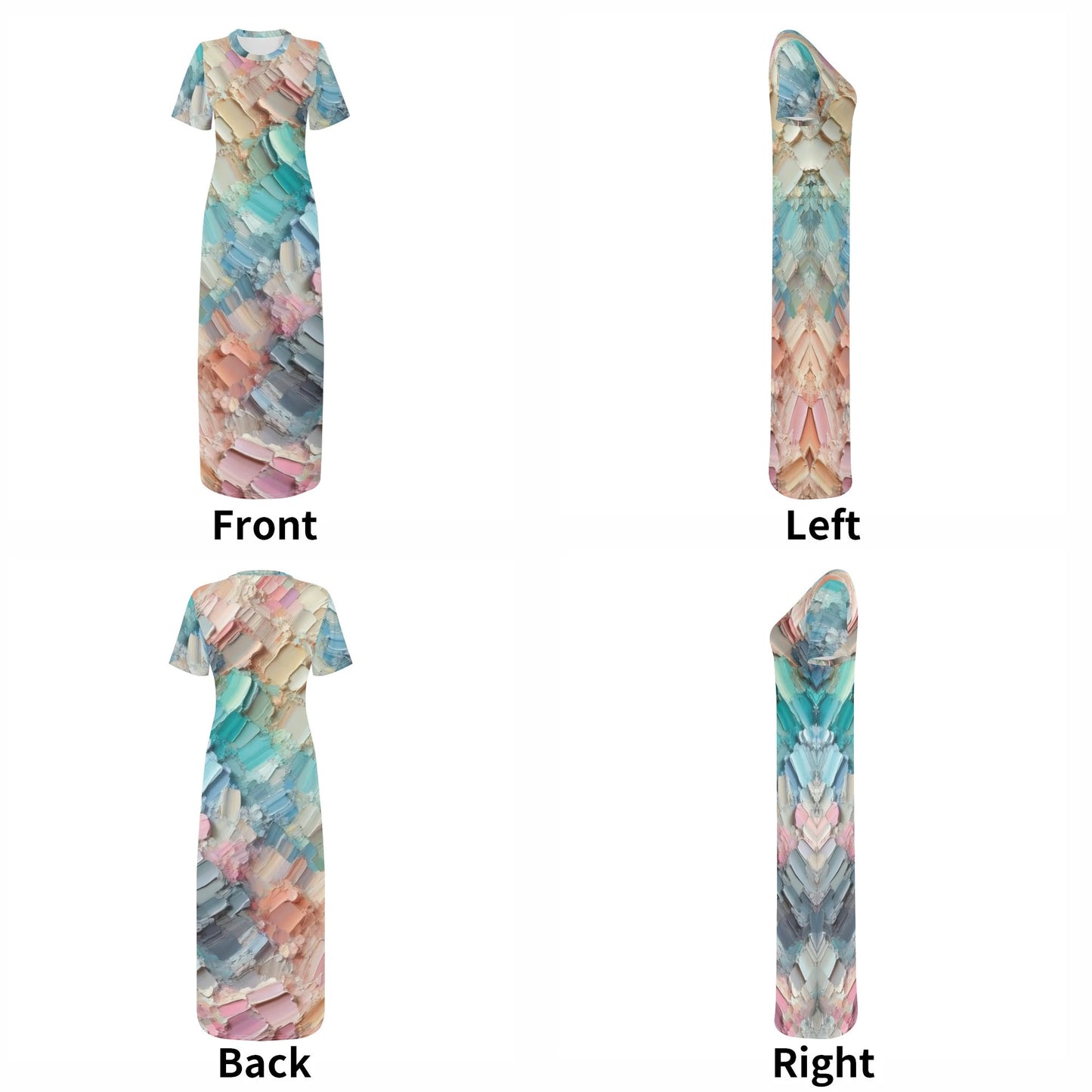 Short Sleeve 'All Over Print' Fitted Long T-Shirt Dress