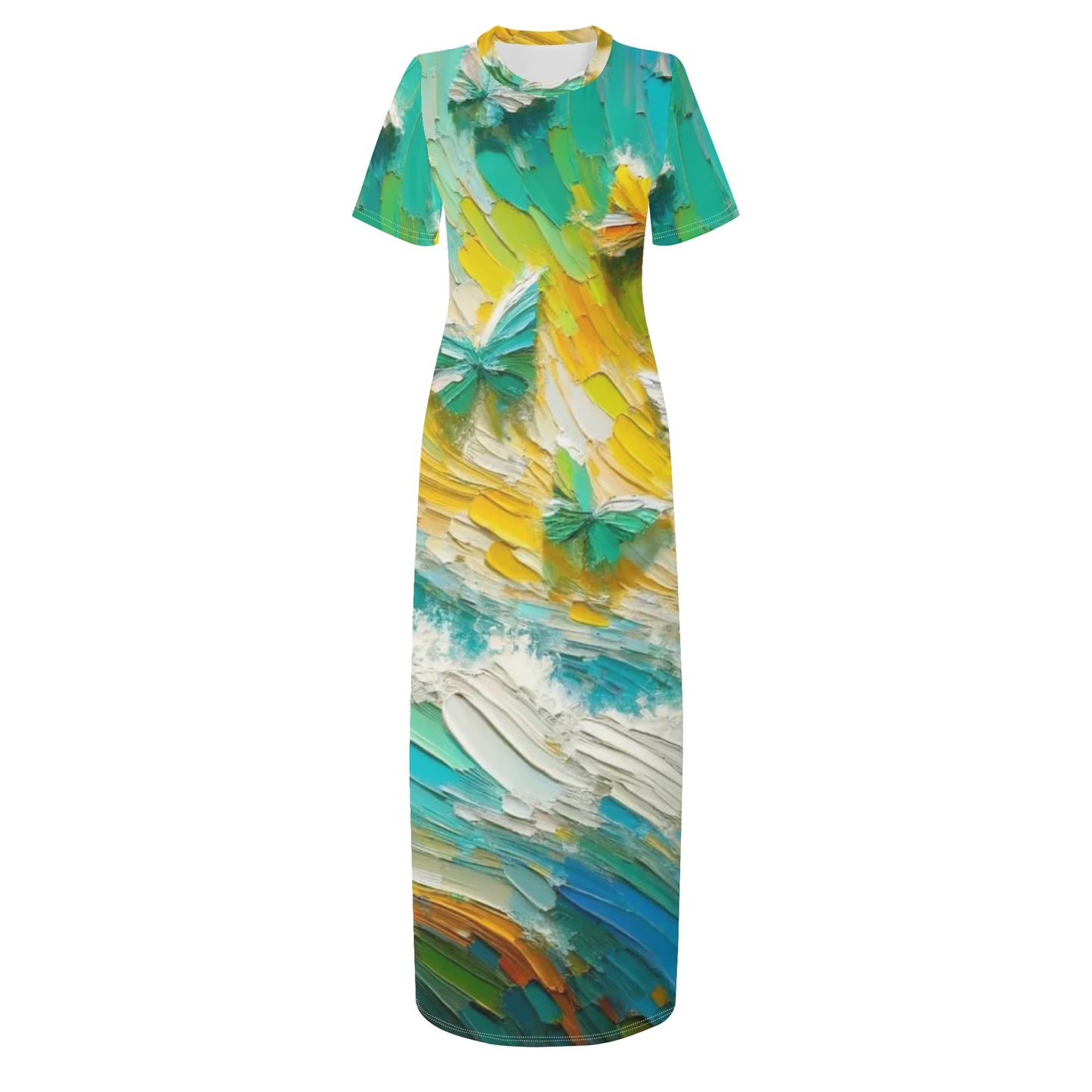 Short Sleeve 'All Over Print' Fitted Long T-Shirt Dress