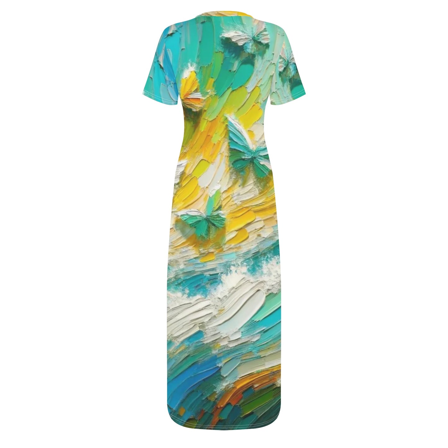 Short Sleeve 'All Over Print' Fitted Long T-Shirt Dress