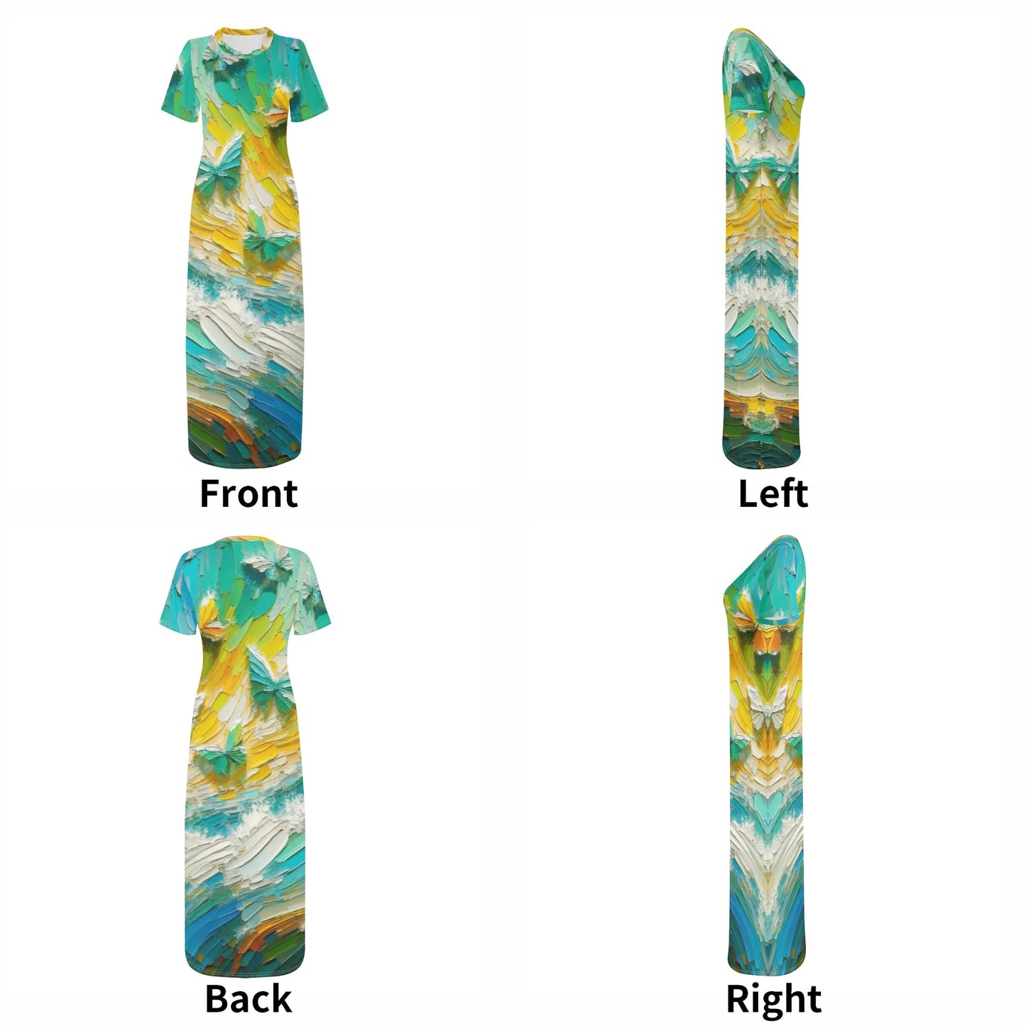 Short Sleeve 'All Over Print' Fitted Long T-Shirt Dress