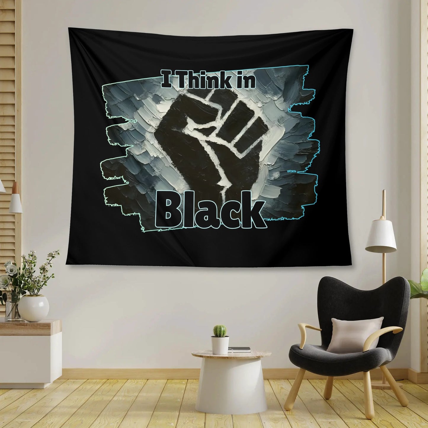 Wall Tapestry "I Think in Black"