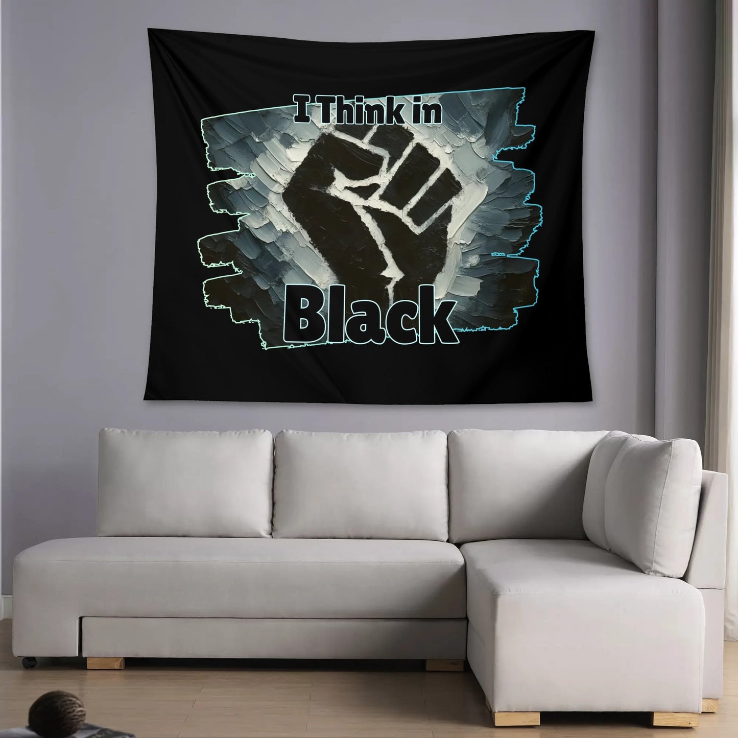 Wall Tapestry "I Think in Black"