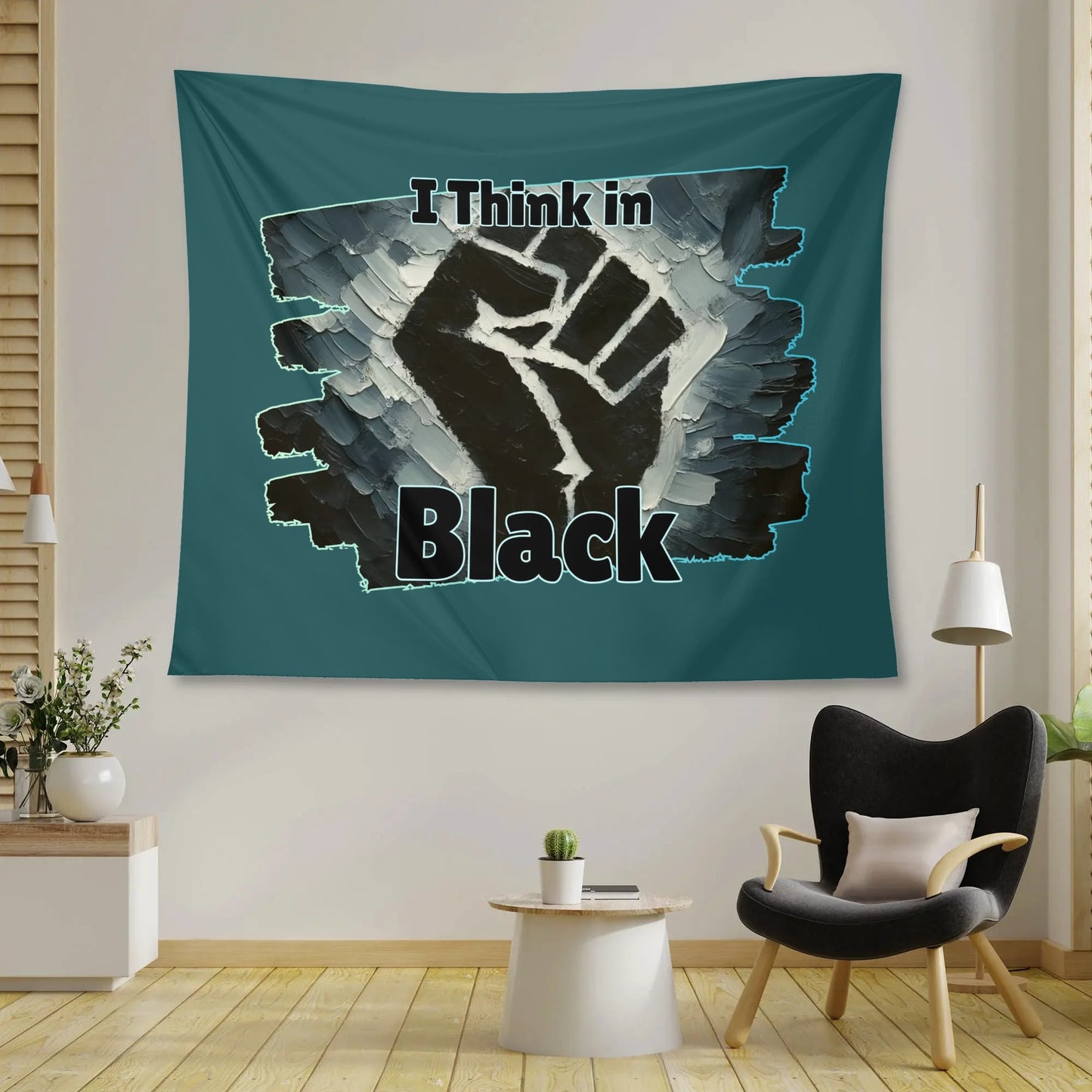 Wall Tapestry "I Think in Black"