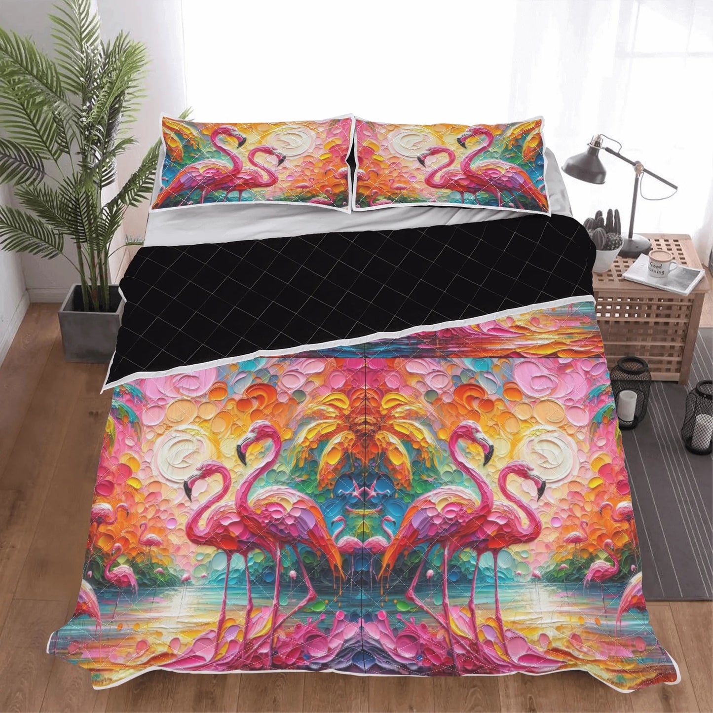 Quilt Bedding Set "Flamingos"