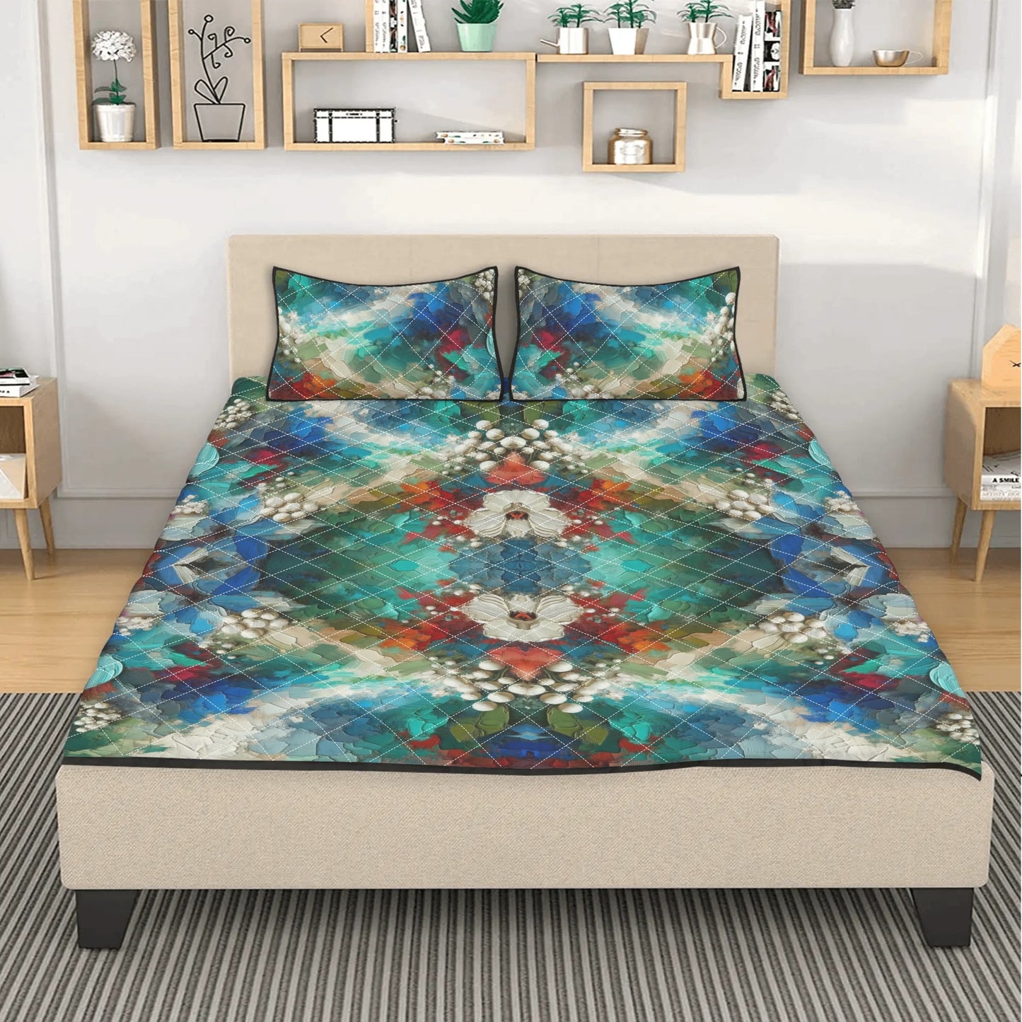 Quilt Bedding Set "Abstract Floral Print"