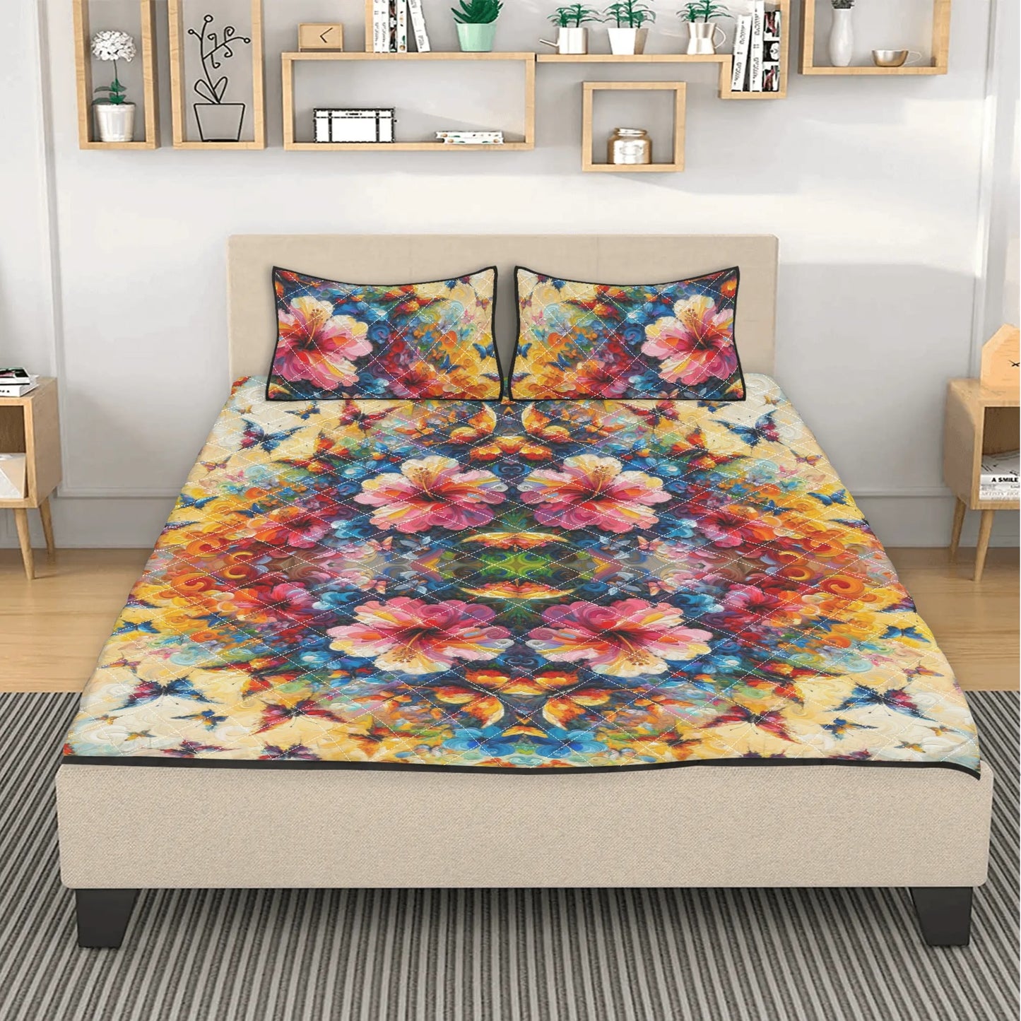 Quilt Bedding Set "Caribbean Floral Print"