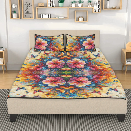 Quilt Bedding Set "Caribbean Floral Print"