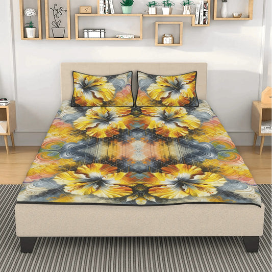 Quilt Bedding Set "Yellow Hibiscus"