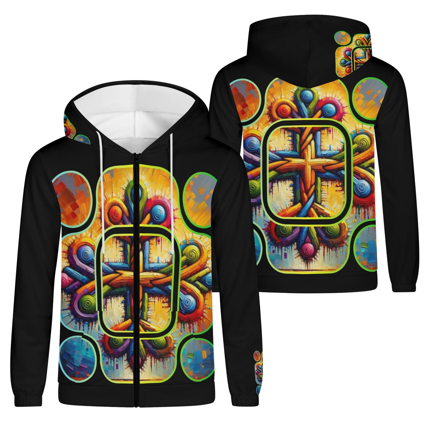 Mens Lightweight All Over Print Zip Hoodie "Unity"