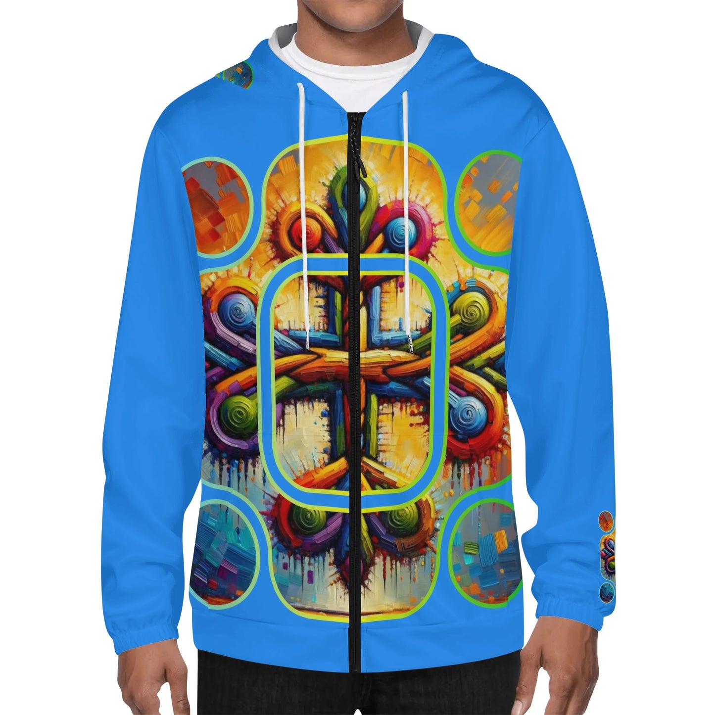 Mens Lightweight All Over Print Zip Hoodie "Unity"