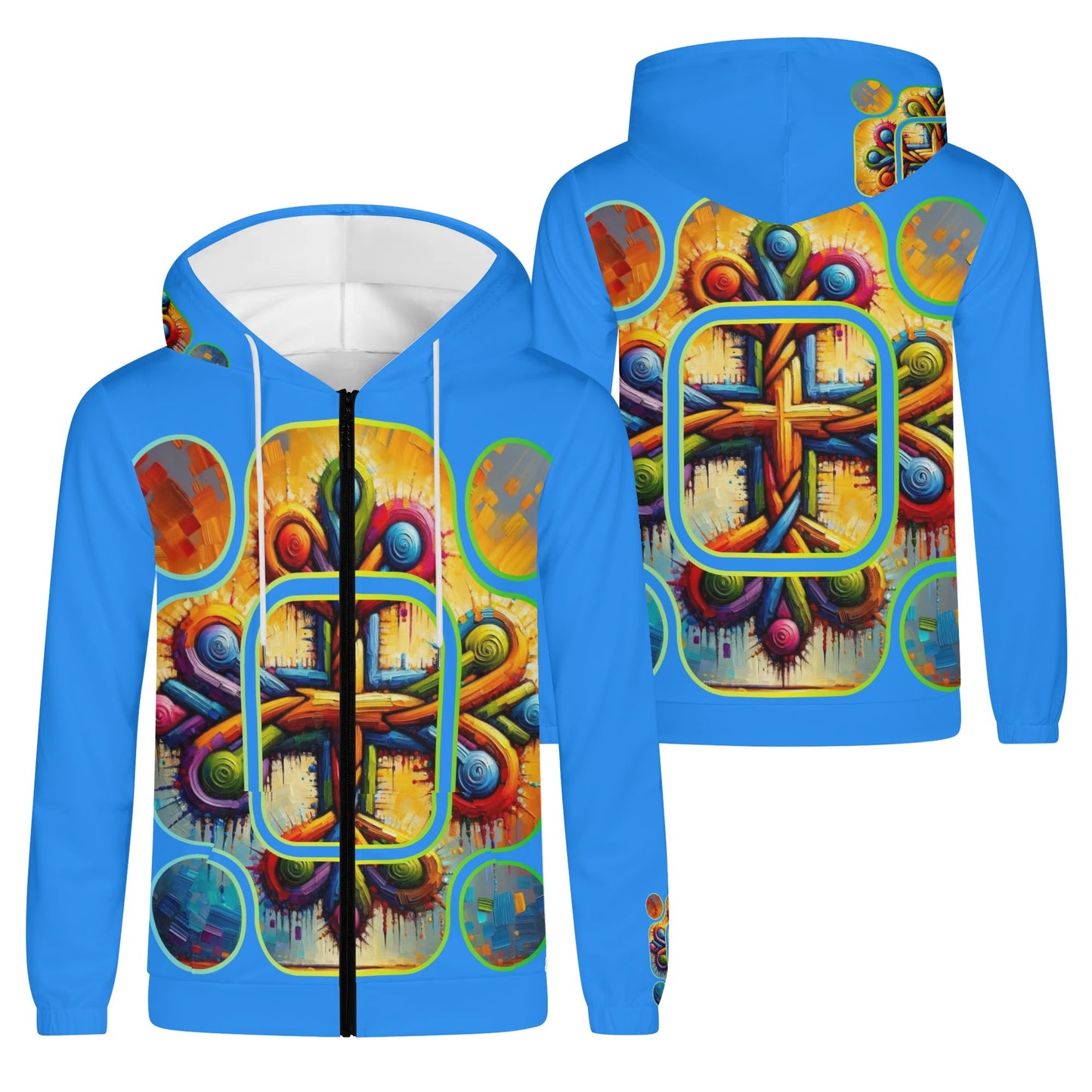 Mens Lightweight All Over Print Zip Hoodie "Unity"