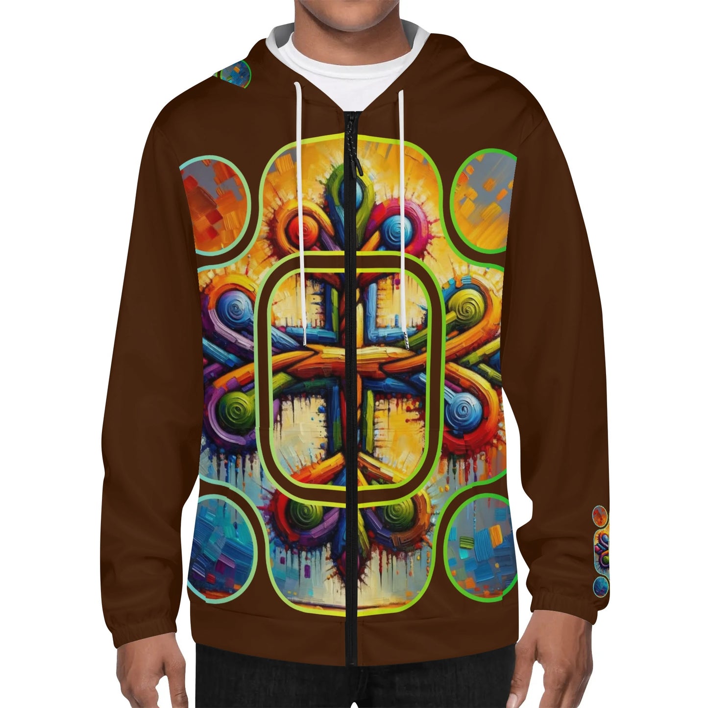 Mens Lightweight All Over Print Zip Hoodie "Unity"